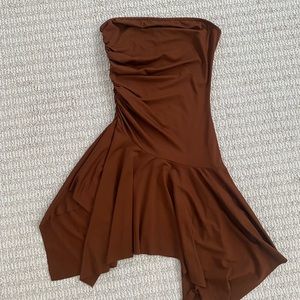 Brown Strapless Dress